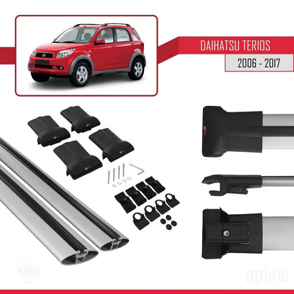 Compatibile con Daihatsu Terios 2 (J200) 2006-2017 modello FLY Barre portatutto per auto Portapacchi in alluminio grigio 2 barre