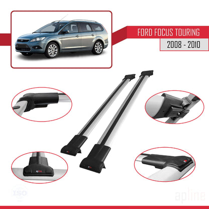 Compatibile con Ford Focus 2 (C307) Turnier 2008-2010 modello FLY Barre portatutto per auto Portapacchi in alluminio grigio 2 barre