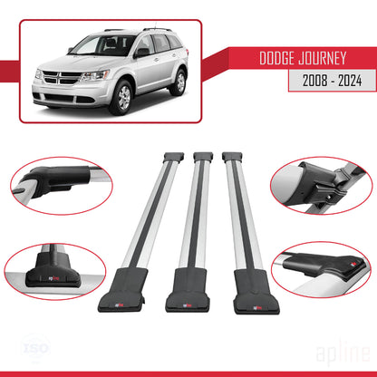 Compatibile con Dodge Journey 2008-2024 modello FLY Barre portatutto per auto Portapacchi in alluminio grigio 3 barre