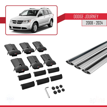 Compatibile con Dodge Journey 2008-2024 modello FLY Barre portatutto per auto Portapacchi in alluminio grigio 3 barre