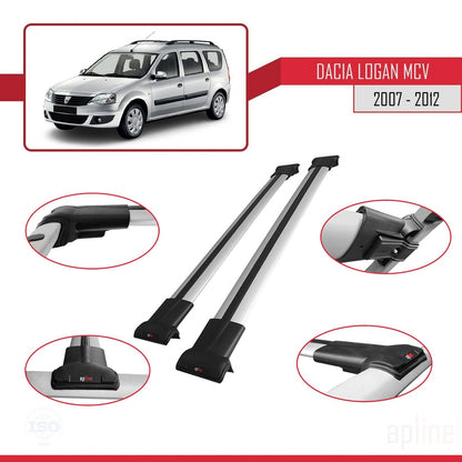 Compatibile con Dacia Logan 2 MCV (K52) 2007-2012 modello FLY Barre portatutto per auto Portapacchi in alluminio grigio 2 barre
