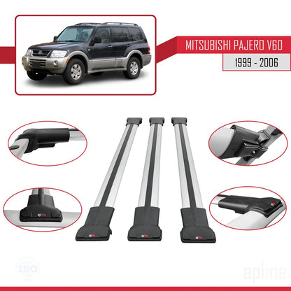 Compatibile con Mitsubishi Pajero (V60) 5 Kapı 1999-2006 FLY Model Barre Tetto Portapacchi Auto Barre Portatutto Grigo Alluminio 3 Barre