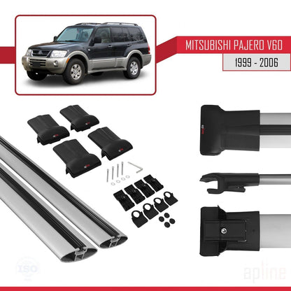 Compatibile con Mitsubishi Pajero (V60) 5 Kapı 1999-2006 FLY Model Barre Tetto Portapacchi Auto Barre Portatutto Grigo Alluminio 2 Barre