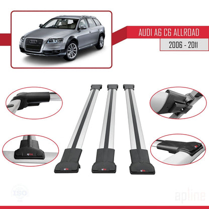 Compatibile con A6 (C6) Allroad 2006-2011 modello FLY Barre portatutto per auto Portapacchi in alluminio grigio 3 barre