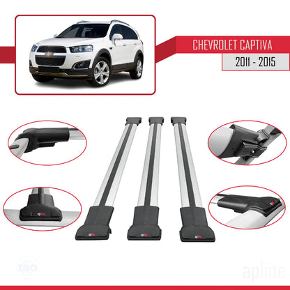 Compatibile con Chevrolet Captiva 2011-2015 modello FLY Barre portatutto per auto Portapacchi in alluminio grigio 3 barre
