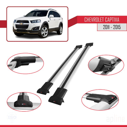 Compatibile con Chevrolet Captiva 2011-2015 modello FLY Barre portatutto per auto Portapacchi in alluminio grigio 2 barre