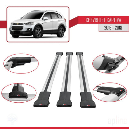 Compatibile con Chevrolet Captiva 2016-2018 modello FLY Barre portatutto per auto Portapacchi in alluminio grigio 3 barre