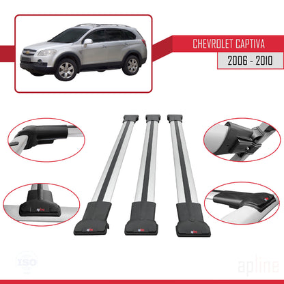 Compatibile con Chevrolet Captiva 2006-2010 modello FLY Barre portatutto per auto Portapacchi in alluminio grigio 3 barre