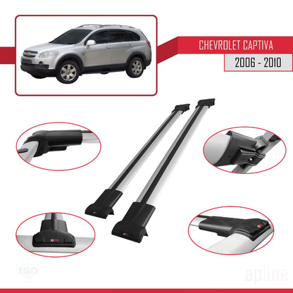 Compatibile con Chevrolet Captiva 2006-2010 modello FLY Barre portatutto per auto Portapacchi in alluminio grigio 2 barre