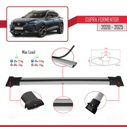 Compatibile con Cupra Formentor 2020-2025 modello FLY Barre portatutto per auto Portapacchi in alluminio grigio 3 barre