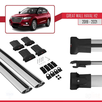 Compatibile con Great Wall Haval H2 2019-2021 modello FLY Barre portatutto per auto Portapacchi in alluminio grigio 2 barre