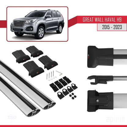 Compatibile con Great Wall Haval H9 2015-2023 modello FLY Barre portatutto per auto Portapacchi in alluminio grigio 2 barre