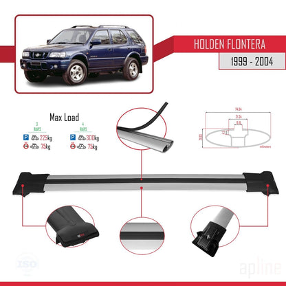 Compatibile con Holden Frontera 2 1999-2004 modello FLY Barre portatutto per auto Portapacchi in alluminio grigio 3 barre