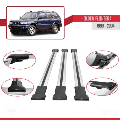 Compatibile con Holden Frontera 2 1999-2004 modello FLY Barre portatutto per auto Portapacchi in alluminio grigio 3 barre