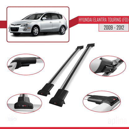 Compatibile con Hyundai Elantra Touring (FD) 2009-2012 modello FLY Barre portatutto per auto Portapacchi in alluminio grigio 2 barre