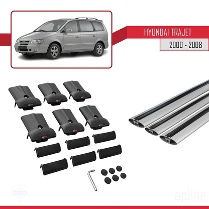 Compatibile con Hyundai Trajet 2000-2008 modello FLY Barre portatutto per auto Portapacchi in alluminio grigio 3 barre