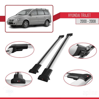 Compatibile con Hyundai Trajet 2000-2008 modello FLY Barre portatutto per auto Portapacchi in alluminio grigio 2 barre