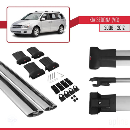 Compatible with Kia Sedona 2 (VQ) 2006-2012 FLY Model Car Roof Rack Cross Bar Grey Aluminium 2 Bars