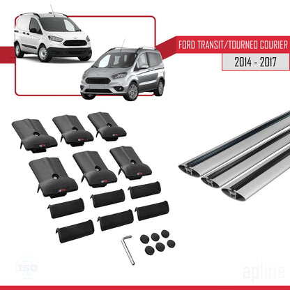 Compatibile con Ford Transit/Tourneo Courier Pre-Facelift 2014-2017 modello FLY Barre portatutto per auto Portapacchi in alluminio grigio 3 barre