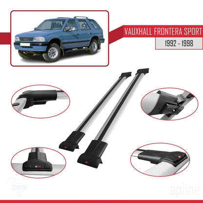 Compatible avec Vauxhall Frontera Sport 1992-1998 FLY Model Barres de Toit Railing Porte-Bagages de Voiture Gris Aluminium 2 Barres