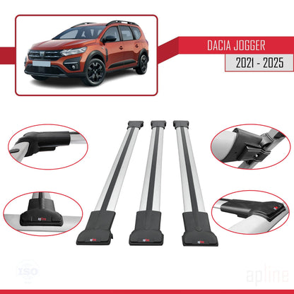 Compatibile con Dacia Jogger 2021-2025 modello FLY Barre portatutto per auto Portapacchi in alluminio grigio 3 barre