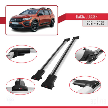 Compatibile con Dacia Jogger 2021-2025 modello FLY Barre portatutto per auto Portapacchi in alluminio grigio 2 barre