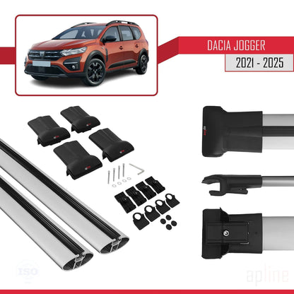 Compatibile con Dacia Jogger 2021-2025 modello FLY Barre portatutto per auto Portapacchi in alluminio grigio 2 barre