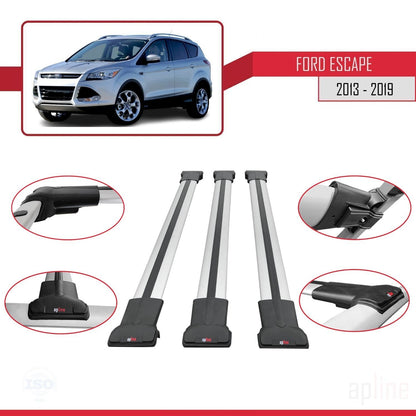 Compatibile con Ford Escape 3 2013-2019 modello FLY Barre portatutto per auto Portapacchi in alluminio grigio 3 barre