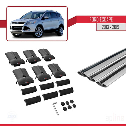 Compatibile con Ford Escape 3 2013-2019 modello FLY Barre portatutto per auto Portapacchi in alluminio grigio 3 barre