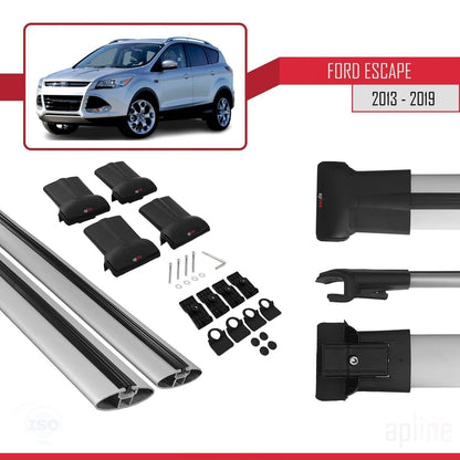 Compatibile con Ford Escape 3 2013-2019 modello FLY Barre portatutto per auto Portapacchi in alluminio grigio 2 barre