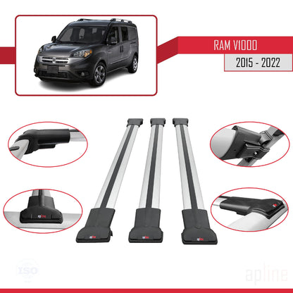 Compatible avec Ram V1000 2015-2022 FLY Model Barres de Toit Railing Porte-Bagages de Voiture Gris Aluminium 3 Barres