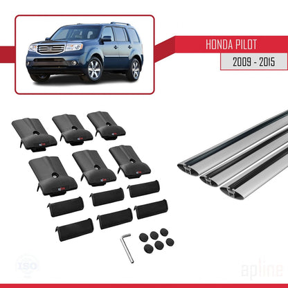 Compatibile con Honda Pilot 2 2009-2015 modello FLY Barre portatutto per auto Portapacchi in alluminio grigio 3 barre
