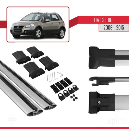 Compatibile con Fiat Sedici 2006-2015 modello FLY Barre portatutto Railing Portapacchi per auto Alluminio grigio 2 barre