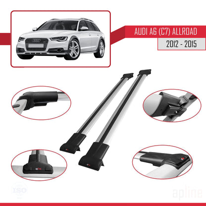 Compatibile con A6 (C7) Allroad 2012-2015 modello FLY Barre portatutto per auto Portapacchi in alluminio grigio 2 barre
