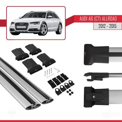Compatibile con A6 (C7) Allroad 2012-2015 modello FLY Barre portatutto per auto Portapacchi in alluminio grigio 2 barre