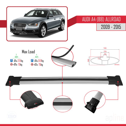 Compatibile con A4 (B8) Allroad 2009-2015 modello FLY Barre portatutto per auto Portapacchi in alluminio grigio 3 barre