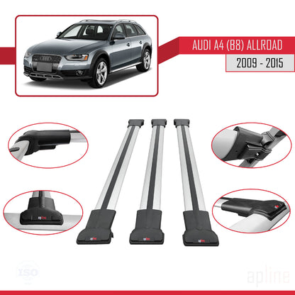 Compatibile con A4 (B8) Allroad 2009-2015 modello FLY Barre portatutto per auto Portapacchi in alluminio grigio 3 barre