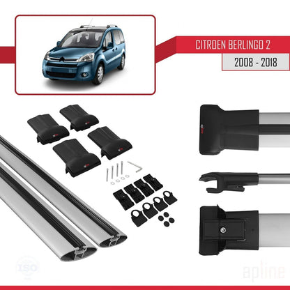 Compatibile con Citroen Berlingo 2 (B9) 2008-2018 modello FLY Barre portatutto per auto Portapacchi in alluminio grigio 2 barre