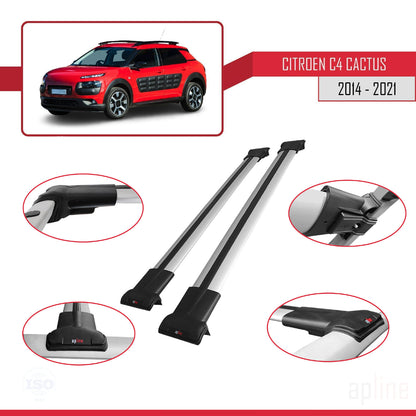 Compatibile con Citroen C4 Cactus 2014-2021 modello FLY Barre portatutto per auto Portapacchi in alluminio grigio 2 barre