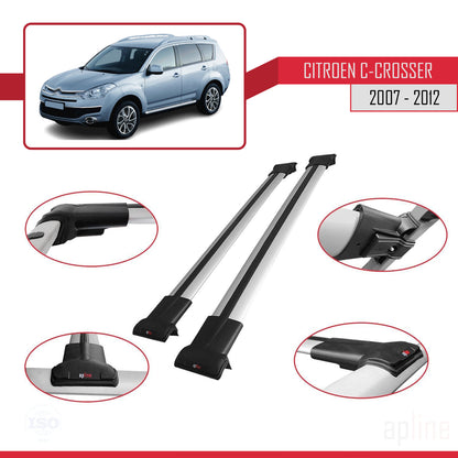 Compatibile con Citroen C-Crosser 2007-2012 modello FLY Barre portatutto per auto Portapacchi in alluminio grigio 2 barre