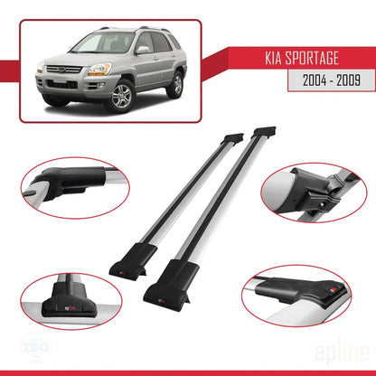 Compatibile con Kia Sportage 2 (JE) 2004-2009 FLY Model Barre Tetto Portapacchi Auto Barre Portatutto Grigo Alluminio 2 Barre