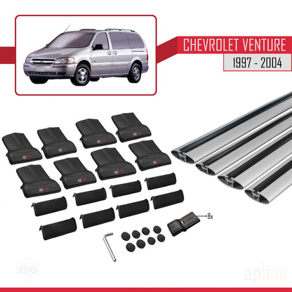 Compatible avec Chevrolet Venture 1997-2004 FLY Model Barres de Toit Railing Porte-Bagages de Voiture Gris Aluminium 4 Barres
