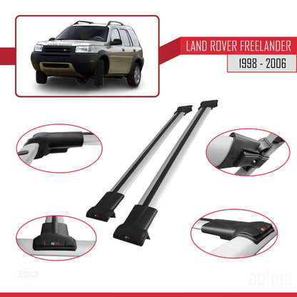 Compatible avec Land Rover Freelander (L314) 1998-2006 FLY Model Barres de Toit Railing Porte-Bagages de Voiture Gris Aluminium 2 Barres