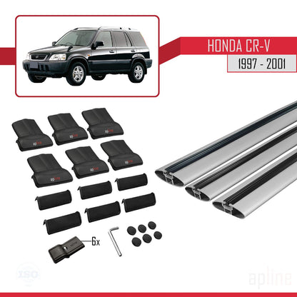Compatible avec Honda CR-V 1997-2001 FLY Model Barres de Toit Railing Porte-Bagages de Voiture Gris Aluminium 3 Barres