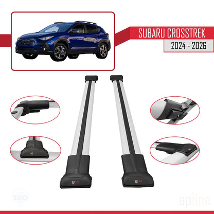 Compatible avec Subaru Crosstrek 2024-2025 FLY Model Barres de Toit Railing Porte-Bagages de Voiture Gris Aluminium 2 Barres