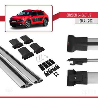 Compatibile con Citroen C4 Cactus 2014-2021 modello FLY Barre portatutto per auto Portapacchi in alluminio grigio 2 barre