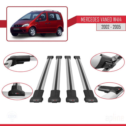 Compatibile con Mercedes Vaneo (W414) 2002-2005 FLY Model Barre Tetto Portapacchi Auto Barre Portatutto Grigo Alluminio 4 Barre