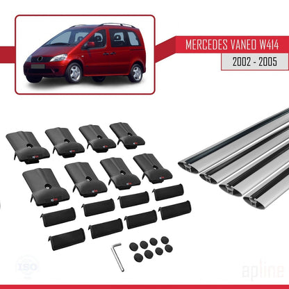 Compatibile con Mercedes Vaneo (W414) 2002-2005 FLY Model Barre Tetto Portapacchi Auto Barre Portatutto Grigo Alluminio 4 Barre