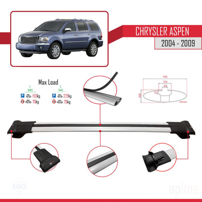 Compatible avec Chrysler Aspen 2004-2009 FLY Model Barres de Toit Railing Porte-Bagages de Voiture Gris Aluminium 3 Barres
