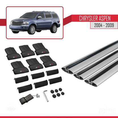 Compatible avec Chrysler Aspen 2004-2009 FLY Model Barres de Toit Railing Porte-Bagages de Voiture Gris Aluminium 3 Barres